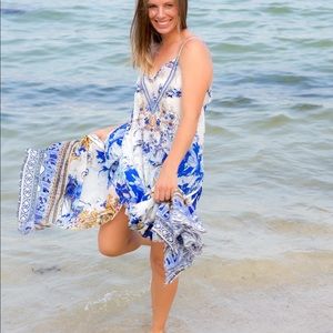 Long camilla dress with underlay. Gorgeous pattern